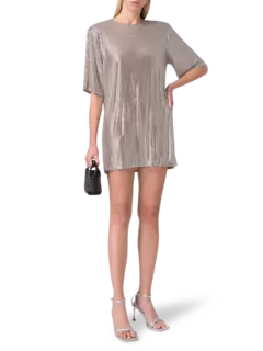 فستان بنمط تيشيرت مزين بالكريستال