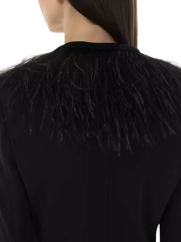 جاكيت من الأورجانزين مزين بالريش