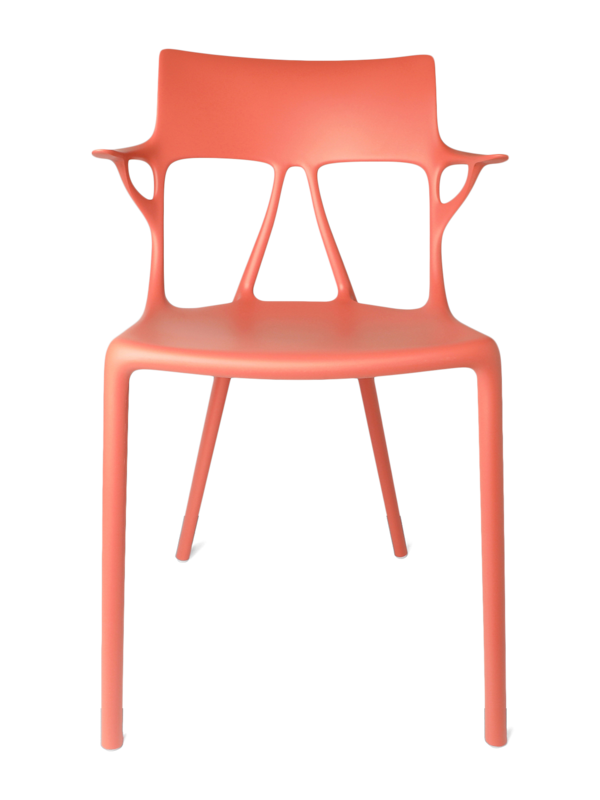 كرسي من تصميم الذكاء الاصطناعي بلون برتقالي