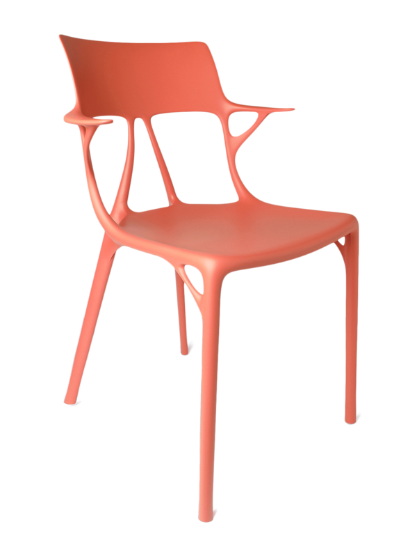 كرسي من تصميم الذكاء الاصطناعي بلون برتقالي