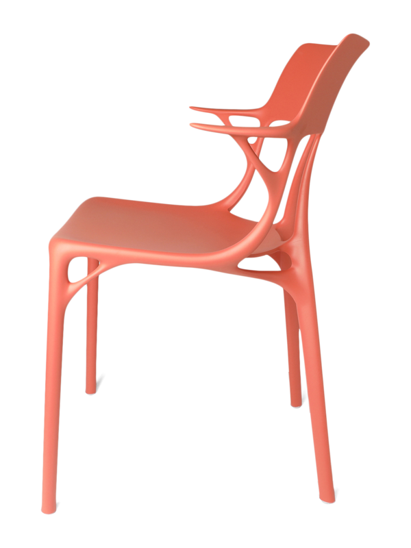 كرسي من تصميم الذكاء الاصطناعي بلون برتقالي