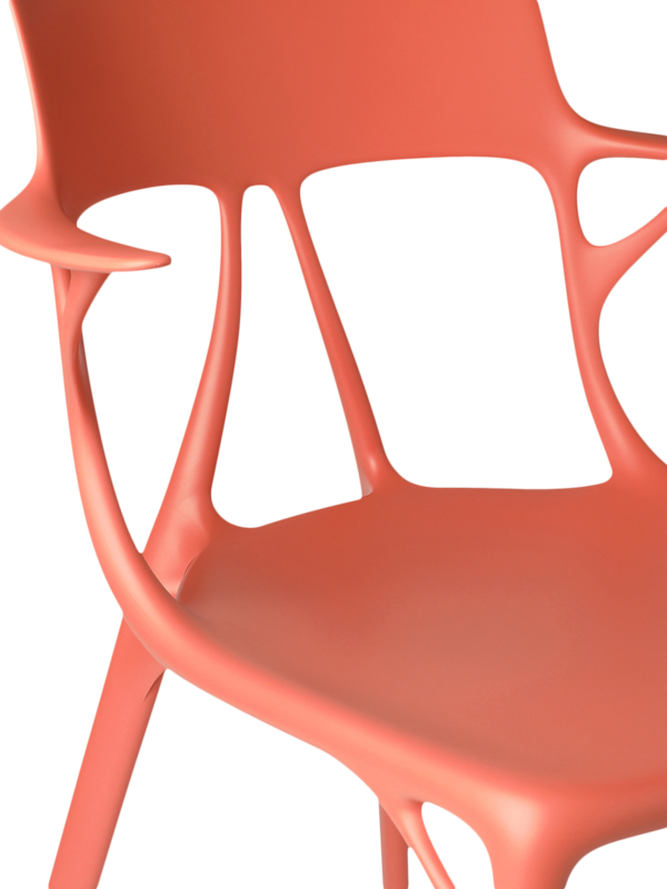 كرسي من تصميم الذكاء الاصطناعي بلون برتقالي