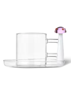 Alice Coffee Cup with saucer - Pink mushroom