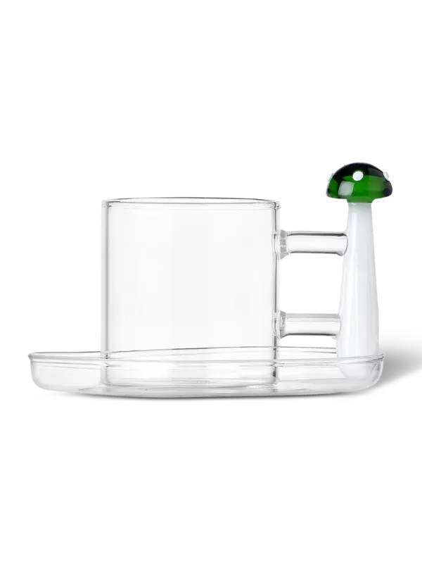 Alice Coffee Cup with saucer - Green mushroom