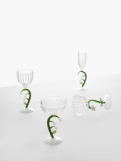 Optical Stemmed Glass - Lilac Flower