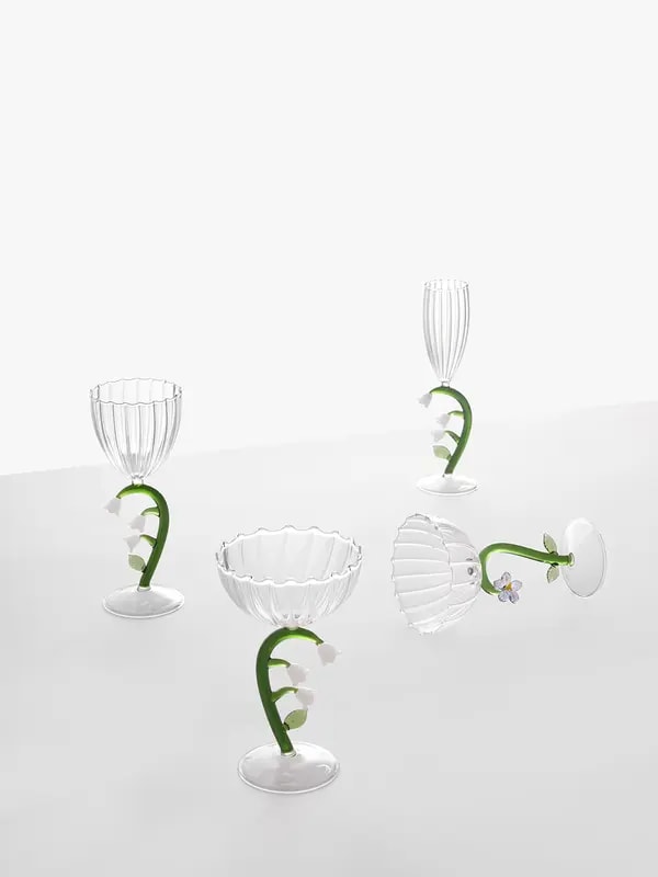 Optical Stemmed Glass - Lilac Flower