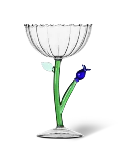 Optical Champagne Bowl - Blue Flower