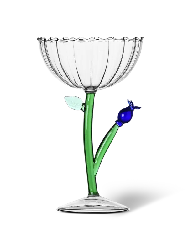 Optical Champagne Bowl - Blue Flower
