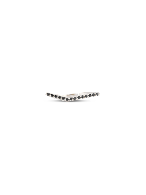 Angled Pavé-set Sterling Silver Ring