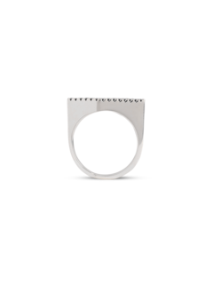 Angled Pavé-set Sterling Silver Ring