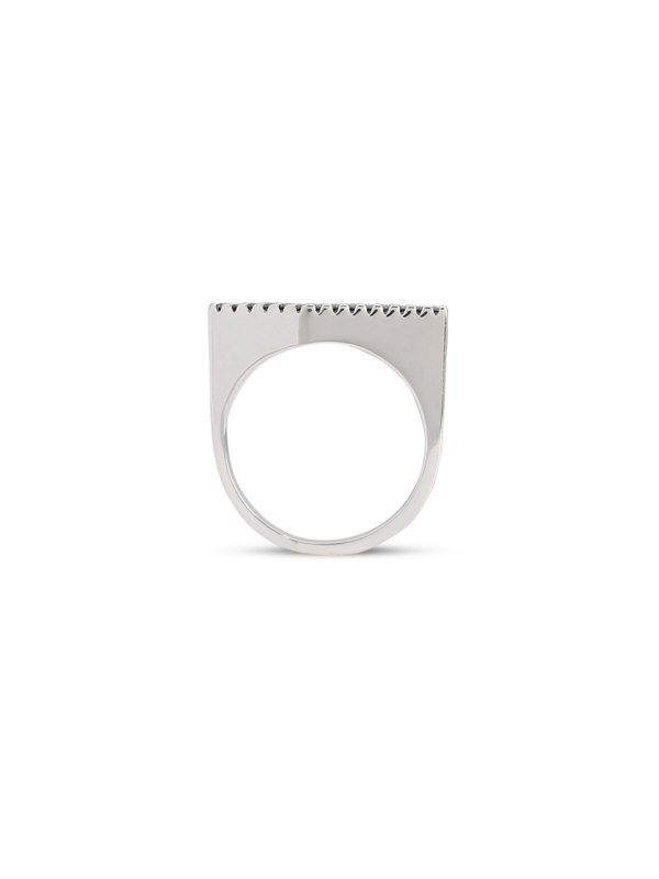 Angled Pavé-set Sterling Silver Ring