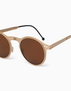 Brown Round Frame Sunglasses