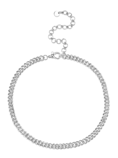 سلسلة متصلة صغيرة سادة من الذهب الأبيض