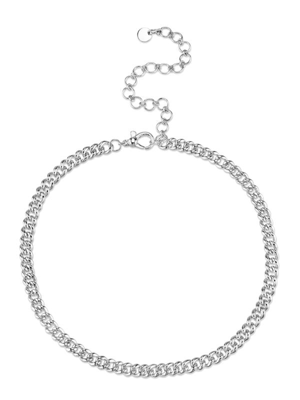 سلسلة متصلة صغيرة سادة من الذهب الأبيض