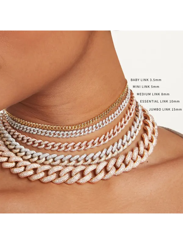 سلسلة متصلة صغيرة سادة من الذهب الأبيض