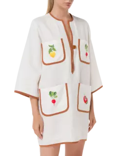 فستان طويل مطرز بتصميم خضراوات