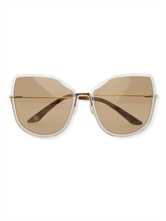 Brown/Gold Oversized Geometric Sunglasses