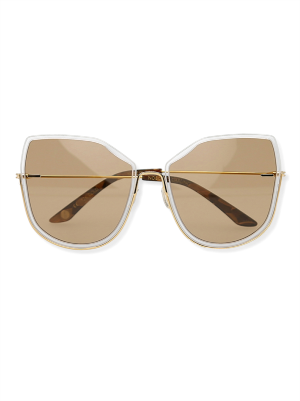 Brown/Gold Oversized Geometric Sunglasses