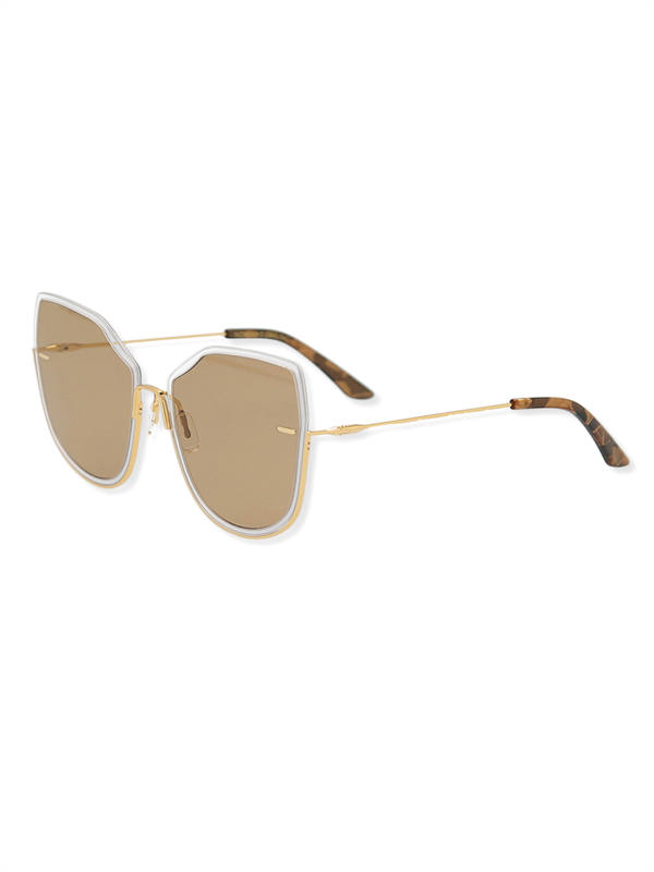 Brown/Gold Oversized Geometric Sunglasses