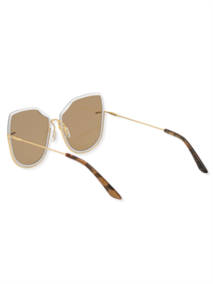 Brown/Gold Oversized Geometric Sunglasses