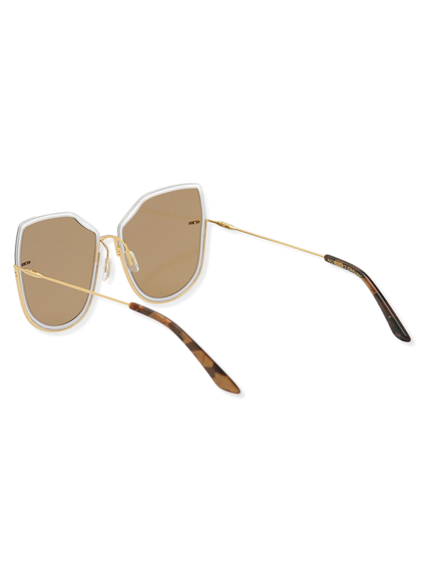 Brown/Gold Oversized Geometric Sunglasses