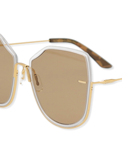 Brown/Gold Oversized Geometric Sunglasses