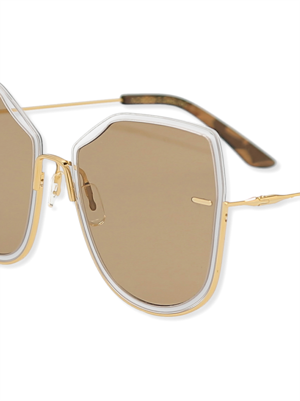 Brown/Gold Oversized Geometric Sunglasses
