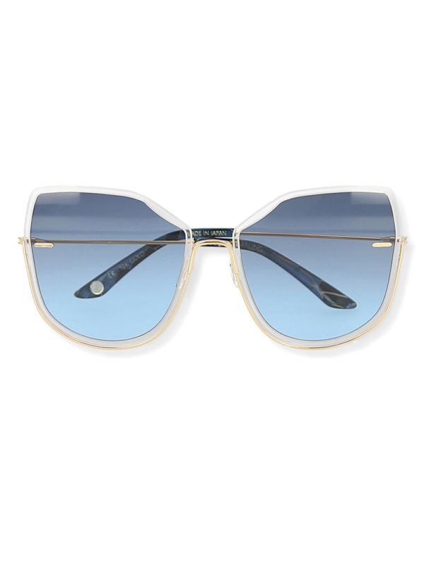 Blue/Gold Oversized Geometric Sunglasses