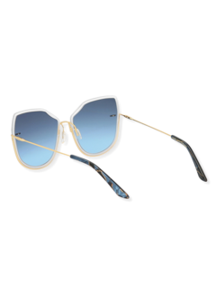 Blue/Gold Oversized Geometric Sunglasses