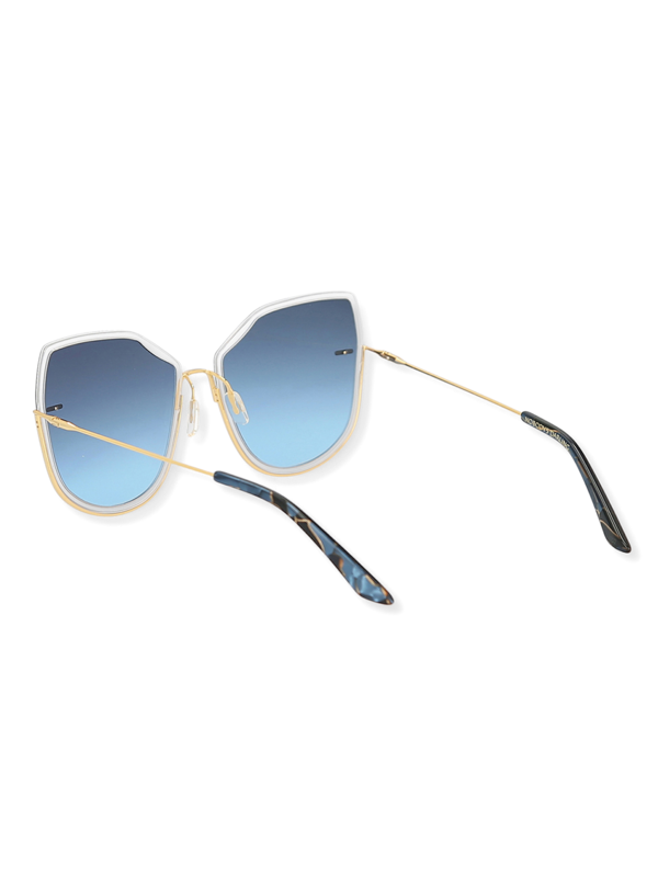 Blue/Gold Oversized Geometric Sunglasses