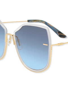 Blue/Gold Oversized Geometric Sunglasses