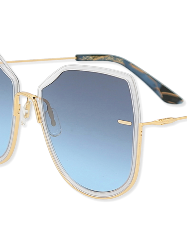 Blue/Gold Oversized Geometric Sunglasses