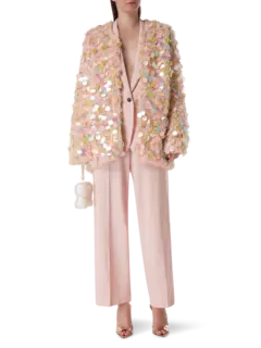 بنطال بأرجل مستقيمة مزين بأحجار الراين