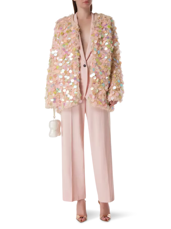 بنطال بأرجل مستقيمة مزين بأحجار الراين