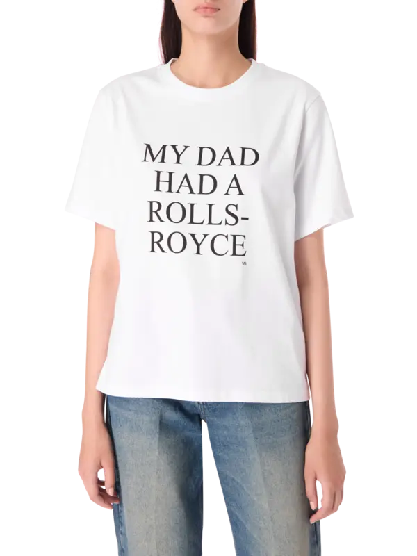 تيشرت سلوجان بعبارة "My Dad Had a Rolls-Royce"
