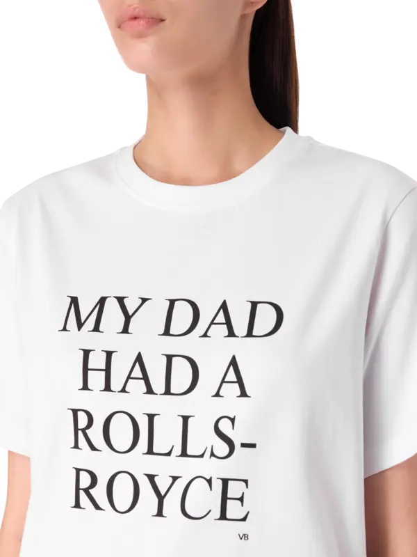 تيشرت سلوجان بعبارة "My Dad Had a Rolls-Royce"