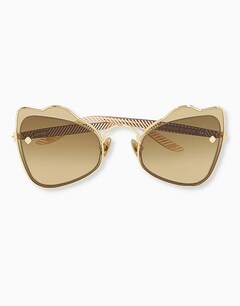 Gold/Brown Wave Cat-Eye Sunglasses