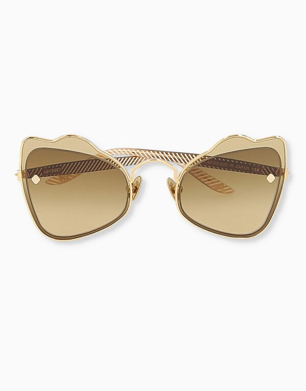 Gold/Brown Wave Cat-Eye Sunglasses