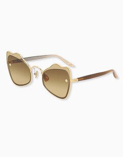 Gold/Brown Wave Cat-Eye Sunglasses