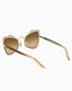 Gold/Brown Wave Cat-Eye Sunglasses