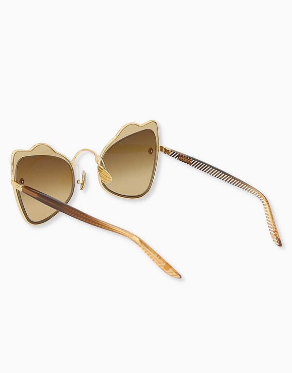 Gold/Brown Wave Cat-Eye Sunglasses