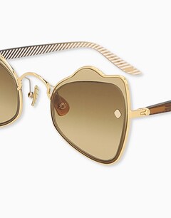 Gold/Brown Wave Cat-Eye Sunglasses
