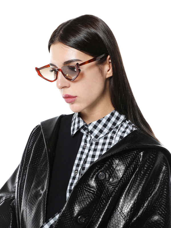 Brown Half Rim Sunglasses