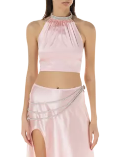 بلوزة كايا بحمالة حول العنق مزينة بالكريستال