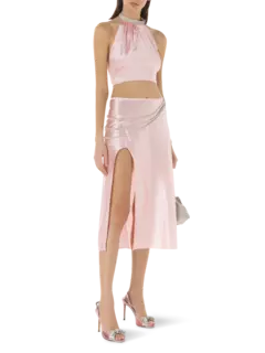 بلوزة كايا بحمالة حول العنق مزينة بالكريستال