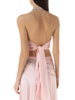 بلوزة كايا بحمالة حول العنق مزينة بالكريستال