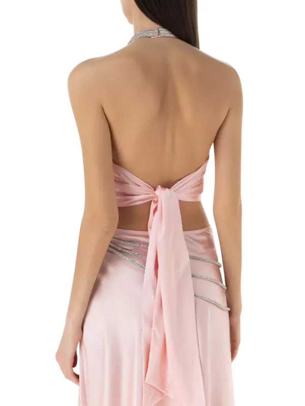 بلوزة كايا بحمالة حول العنق مزينة بالكريستال