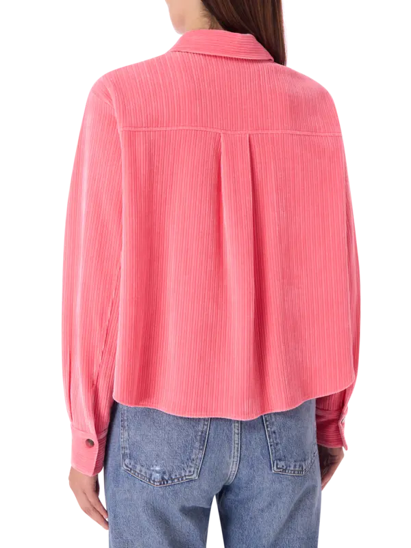 قميص بقصة فضفاضة من قماش مخملي مضلع