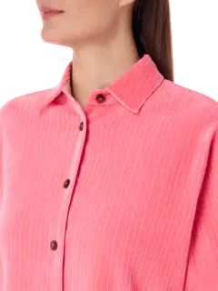 قميص بقصة فضفاضة من قماش مخملي مضلع