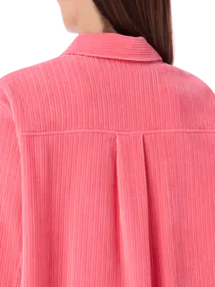 قميص بقصة فضفاضة من قماش مخملي مضلع